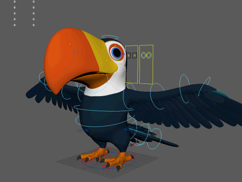 Asset - Cartoons - Animal - Toucan Rigged 3D Модель
