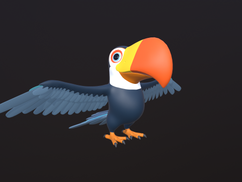 Asset - Cartoons - Animal - Toucan Rigged 3D Модель