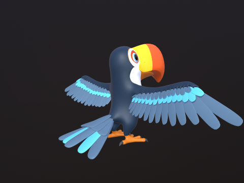 Asset - Cartoons - Animal - Toucan Rigged 3D Модель