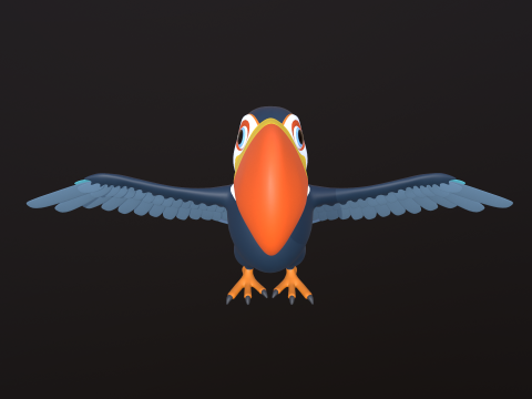 Asset - Cartoons - Animal - Toucan Rigged 3D Модель