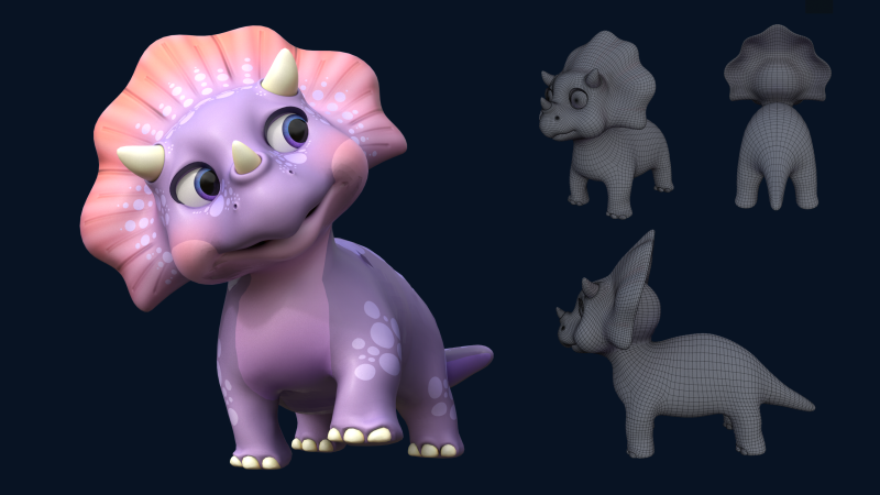 Asset - Cartoons - Dinosaur Triceratop Rigged 3D मॉडल .c4d .max .obj .3ds .fbx .stl .blend 
