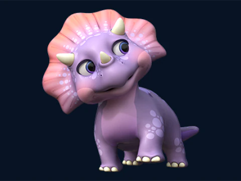 Asset - Cartoons - Dinosaur Triceratop Rigged 3D Model