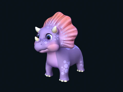Asset - Cartoons - Dinosaur Triceratop Rigged 3D Model