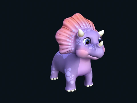 Asset - Cartoons - Dinosaur Triceratop Rigged 3D Model