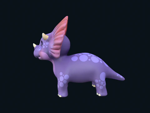 Asset - Cartoons - Dinosaur Triceratop Rigged 3D Model