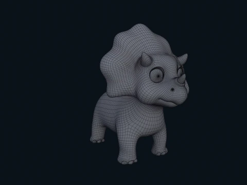 Asset - Cartoons - Dinosaur Triceratop Rigged 3D Model