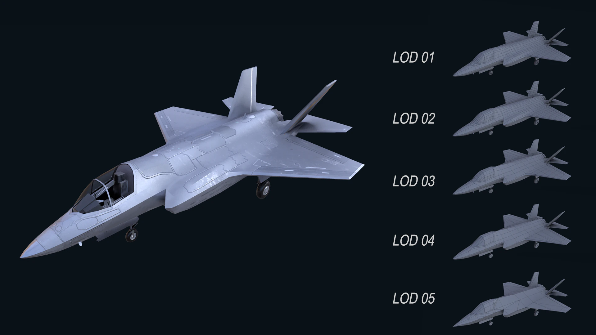 Asset - Army - F 35 Lightning II 3D MODEL Low-poly 3D Model .c4d .max .obj .3ds .fbx .stl .blend 