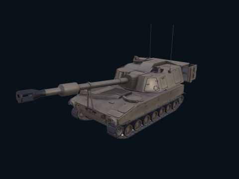 Asset - Army - M109 Howitzer Model Realistic Low-poly Modelo 3D