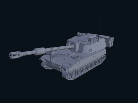 Asset - Army - M109 Howitzer Model Realistic Low-poly Modelo 3D