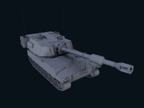 Asset - Army - M109 Howitzer Model Realistic Low-poly Modelo 3D