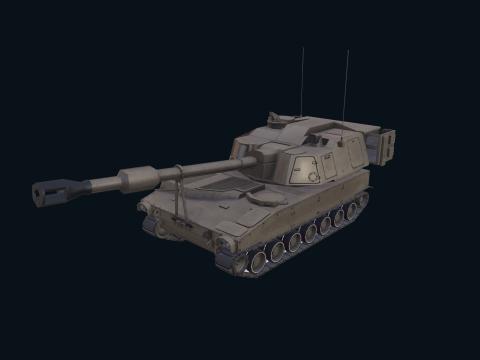 Asset - Army - M109 Howitzer Model Realistic Low-poly Modelo 3D