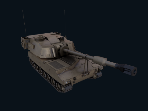 Asset - Army - M109 Howitzer Model Realistic Low-poly Modelo 3D