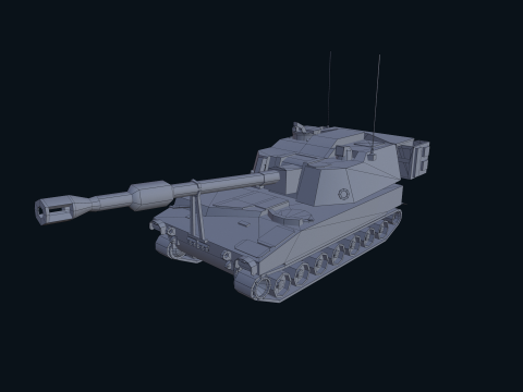 Asset - Army - M109 Howitzer Model Realistic Low-poly Modelo 3D