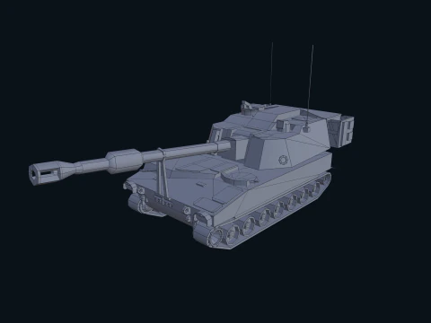 Asset - Army - M109 Howitzer Model Realistic Low-poly 3D Model