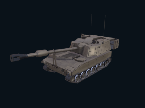 Asset - Army - M109 Howitzer Model Realistic Low-poly Modelo 3D