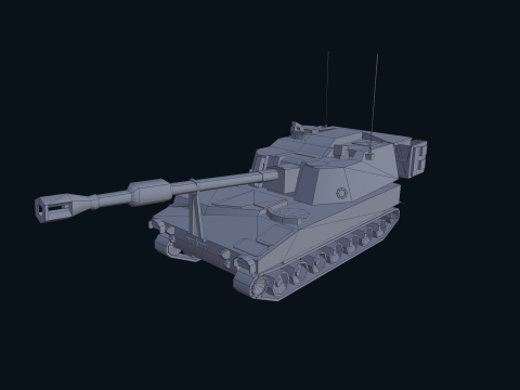 Asset - Army - M109 Howitzer Model Realistic Low-poly Modelo 3D