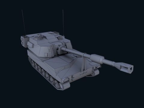 Asset - Army - M109 Howitzer Model Realistic Low-poly Modelo 3D