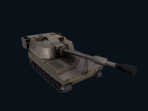 Asset - Army - M109 Howitzer Model Realistic Low-poly Modelo 3D