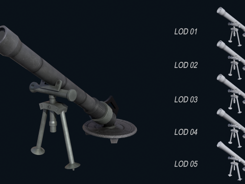 Asset - Army - M252 81mm mortar Low-poly 3D Model