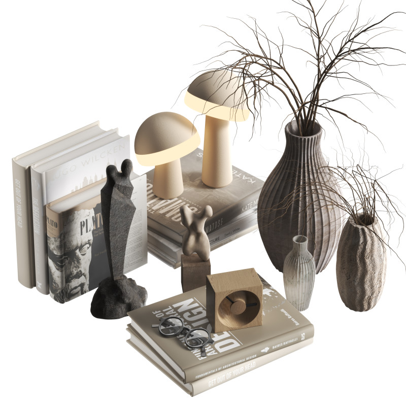 Decorative set 01 3D Model .c4d .max .obj .3ds .fbx .stl .blend