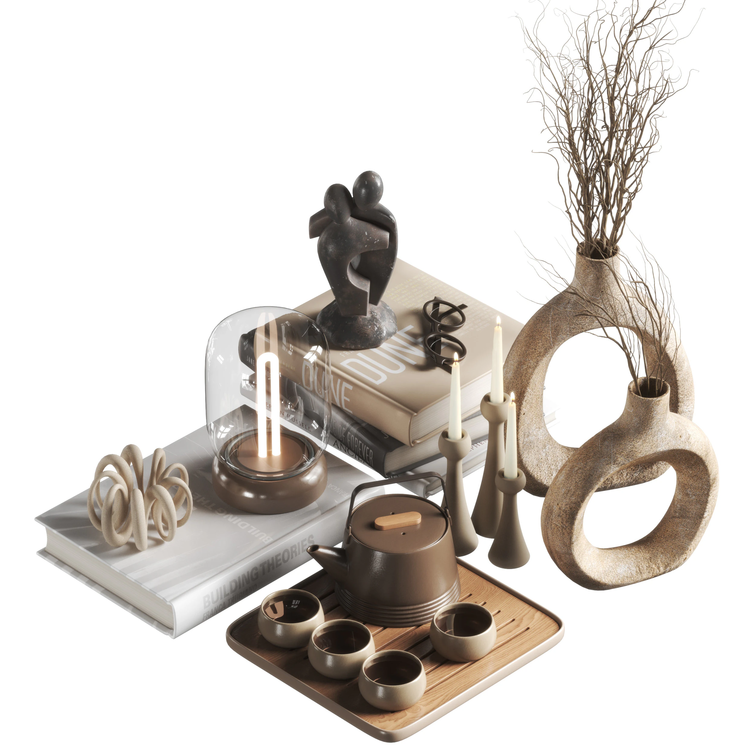 Decorative set 02 3D Model .c4d .max .obj .3ds .fbx .stl .blend 
