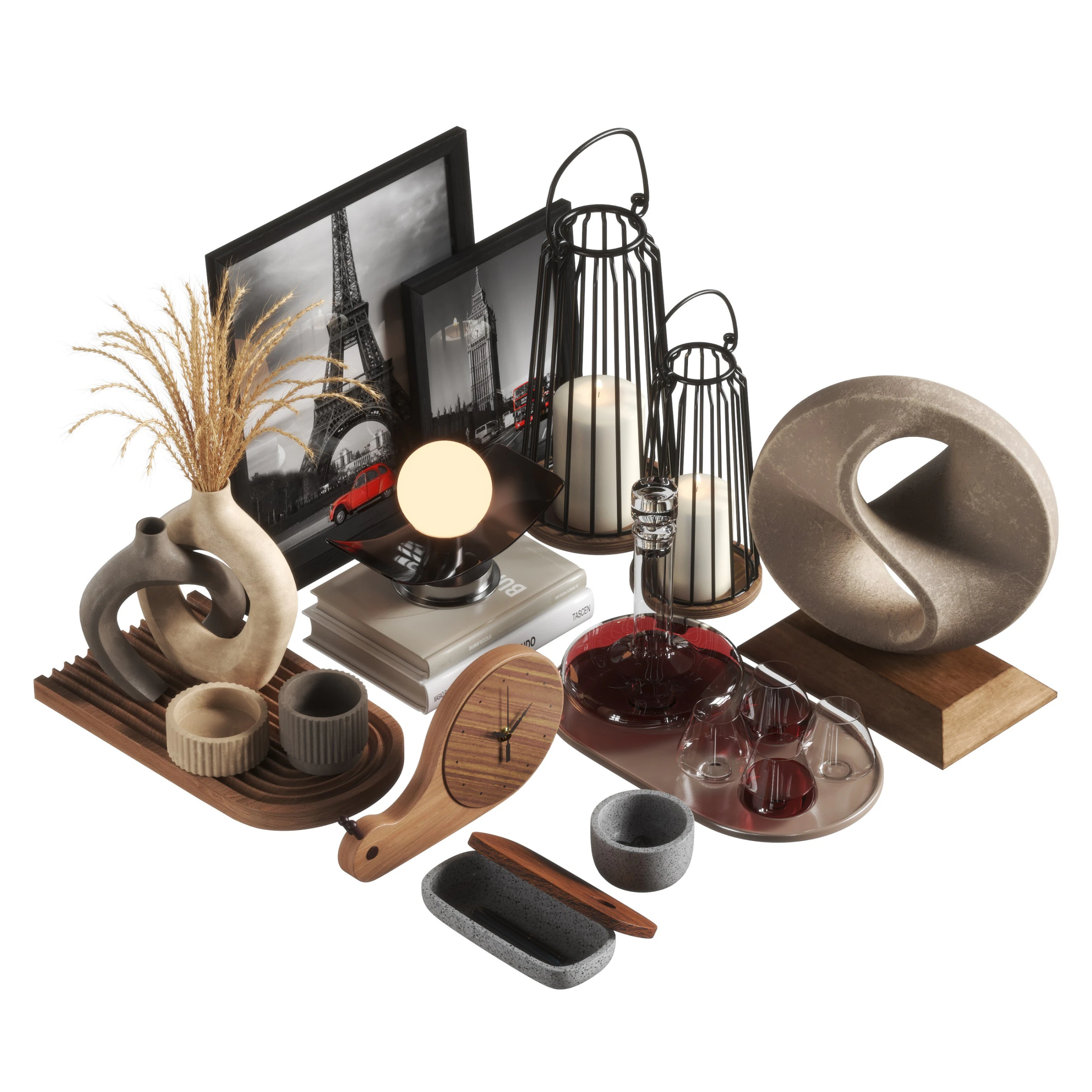 Decorative set 08 3D Model .c4d .max .obj .3ds .fbx .stl .blend 