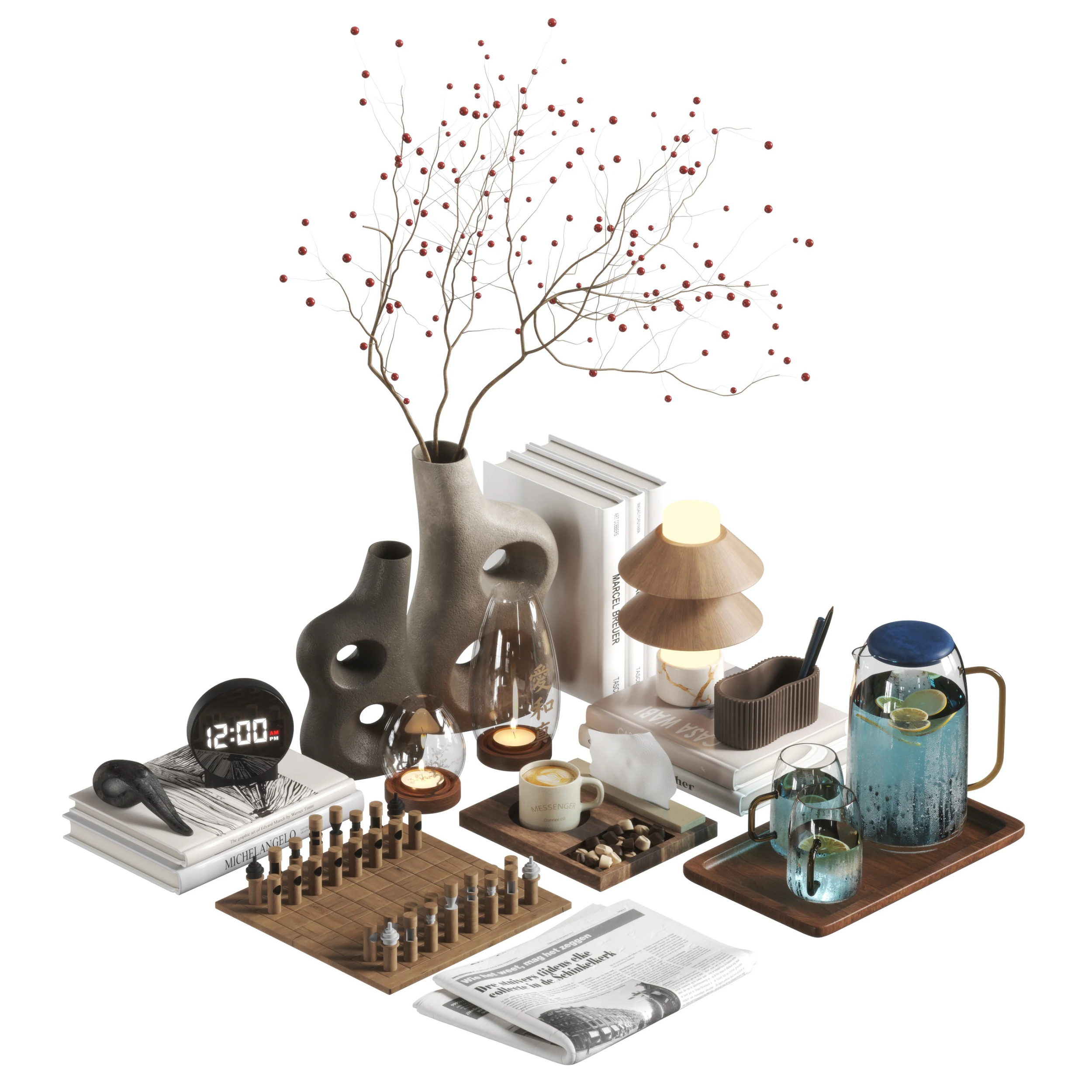 Decorative set 10 3D Model .c4d .max .obj .3ds .fbx .stl .blend 