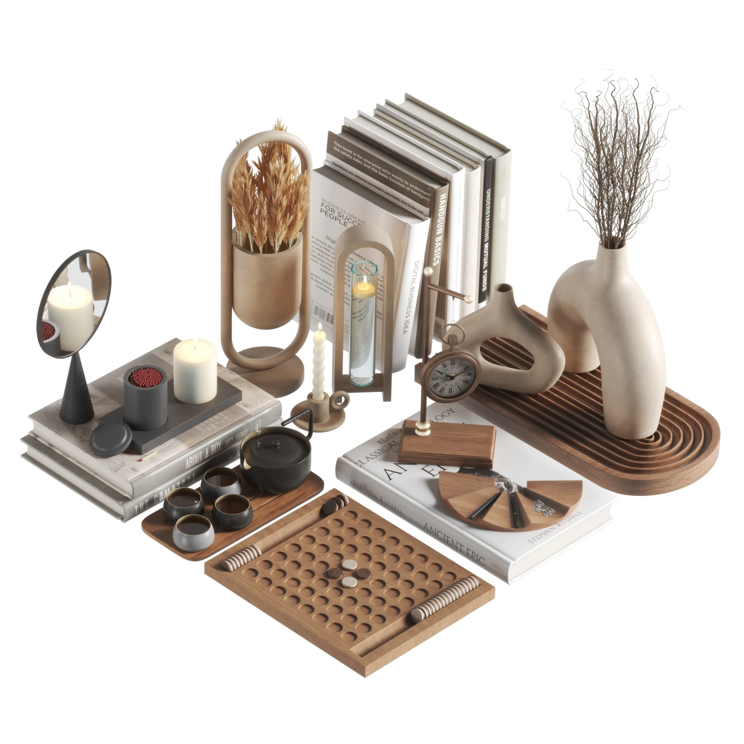 Decorative Set 07 3D Model .c4d .max .obj .3ds .fbx .stl .blend 