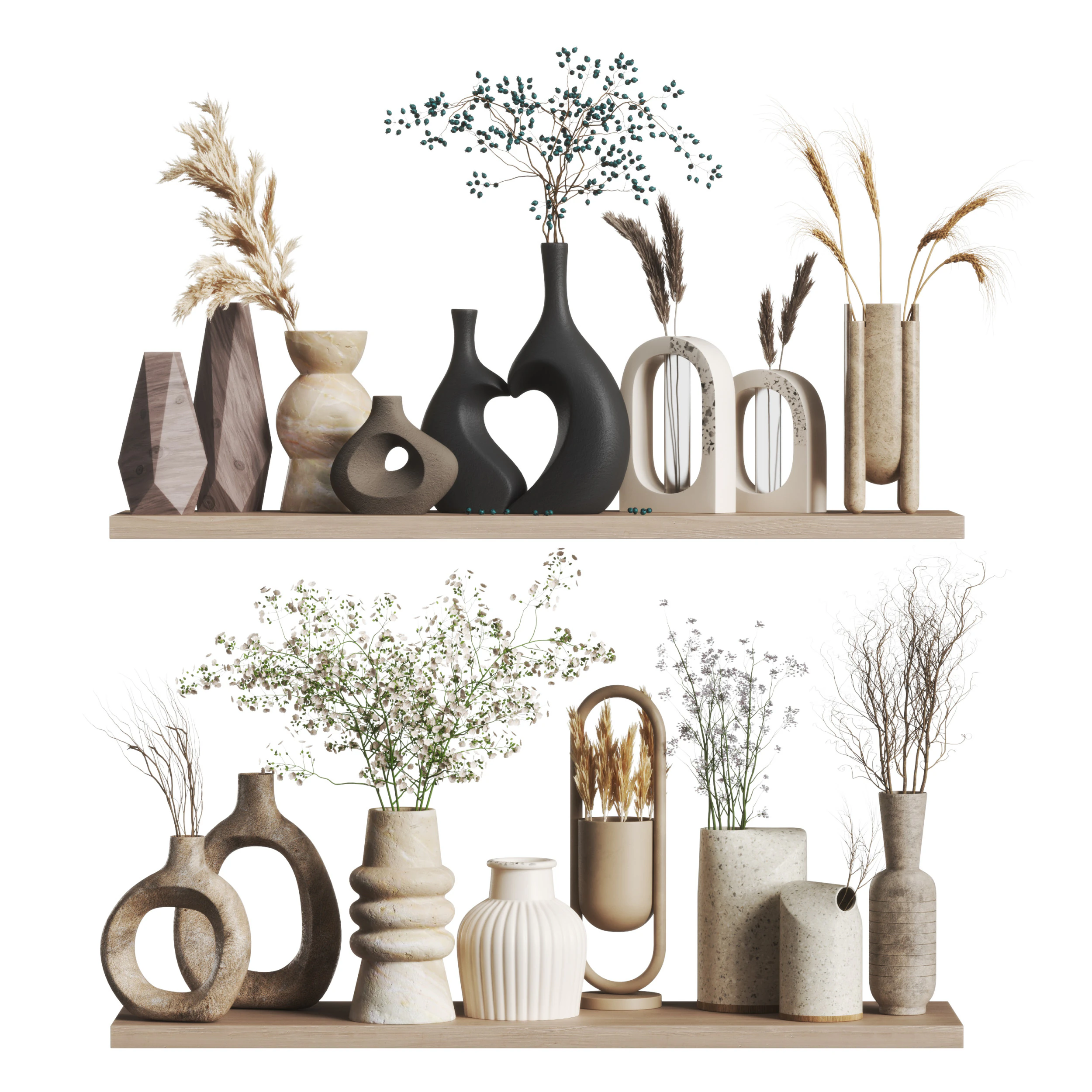 Decorative set 16-Vase collection01 3D Model .c4d .max .obj .3ds .fbx .stl .blend 