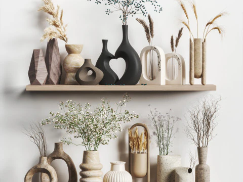 Decorative set 16-Vase collection01 3D Model