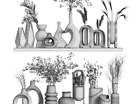 Decorative set 16-Vase collection01 3D Model