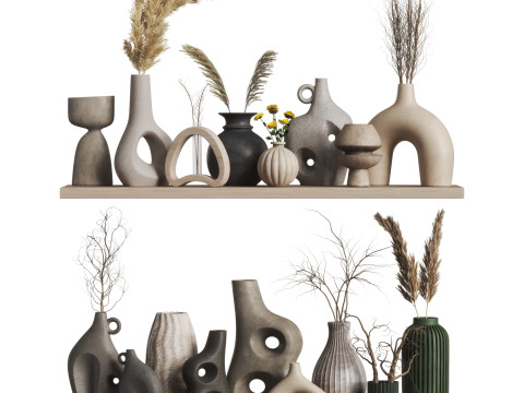 Decorative set 17-Vase collection02 3D Model