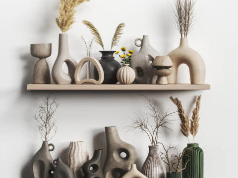 Decorative set 17-Vase collection02 3D Model