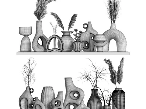 Decorative set 17-Vase collection02 3D Model