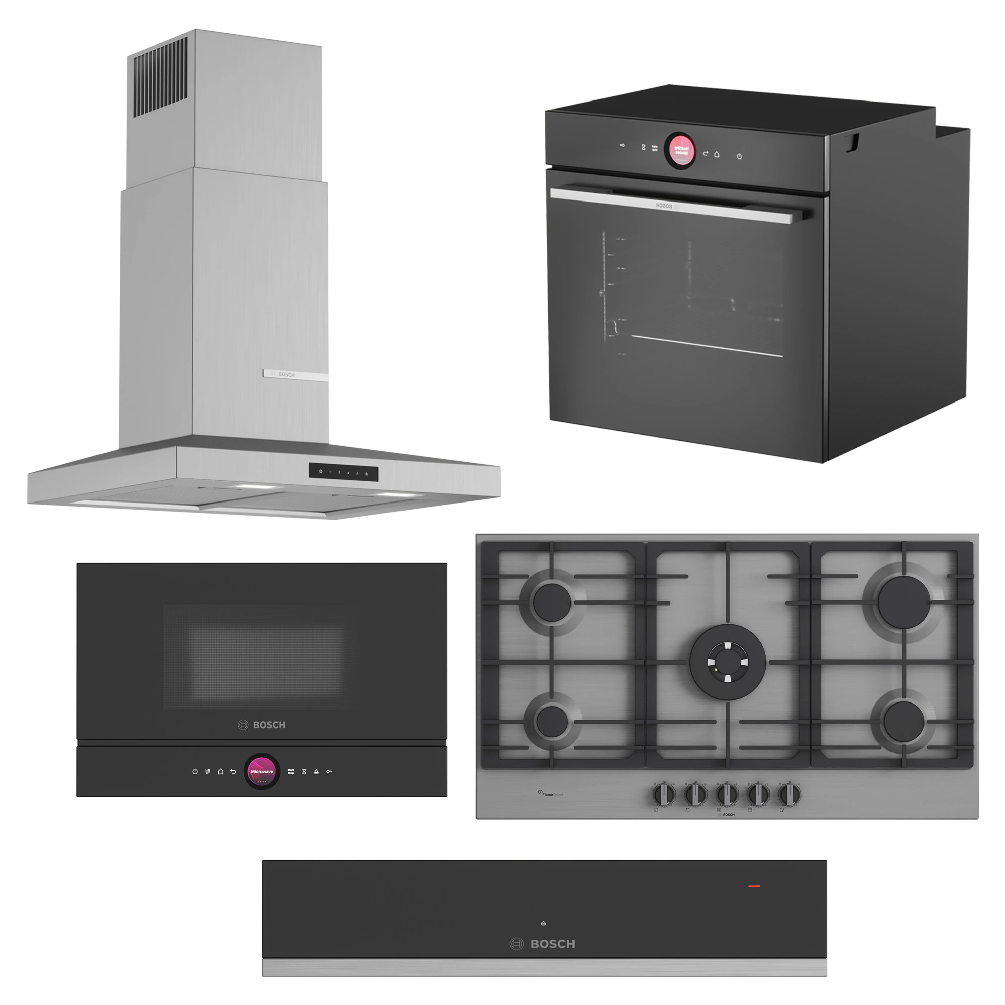 Bosch Appliance Collection 02 3D Model .c4d .max .obj .3ds .fbx .stl .blend 