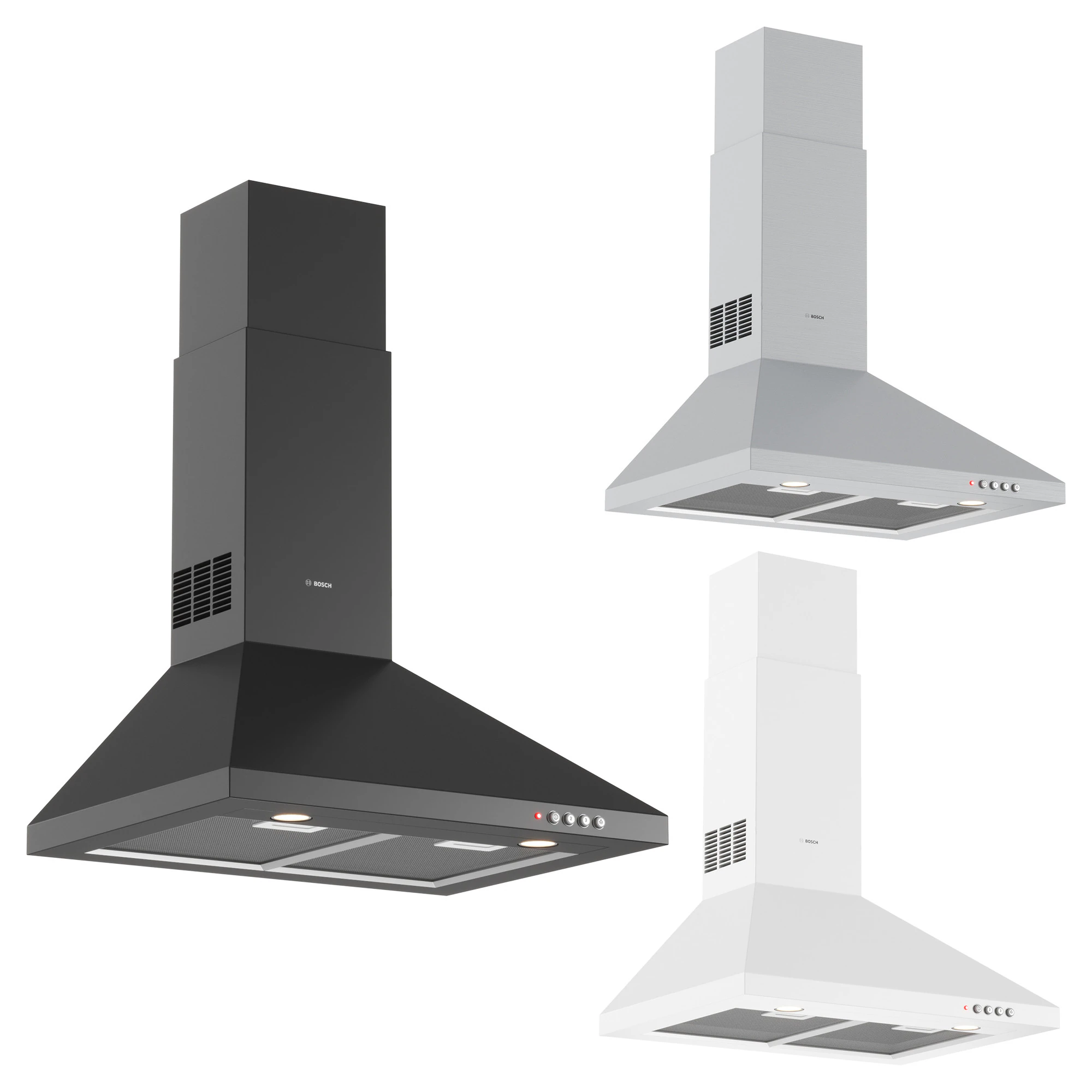 Bosch Wall-mounted cooker hood 3D Model .c4d .max .obj .3ds .fbx .stl .blend