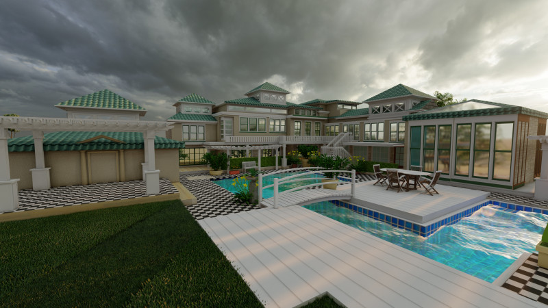 Luxury Modern Villa with Pool and Garden - 3D Model .c4d .max .obj .3ds .fbx .stl .blend 