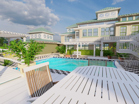 Luxury Modern Villa with Pool and Garden - 3D Model
