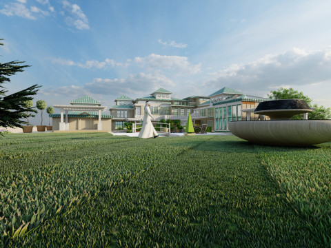 Luxury Modern Villa with Pool and Garden - 3D Model