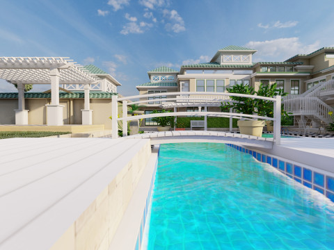 Luxury Modern Villa with Pool and Garden - 3D Model