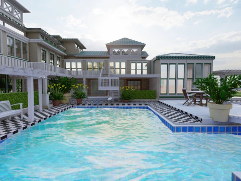 Luxury Modern Villa with Pool and Garden - 3D Model