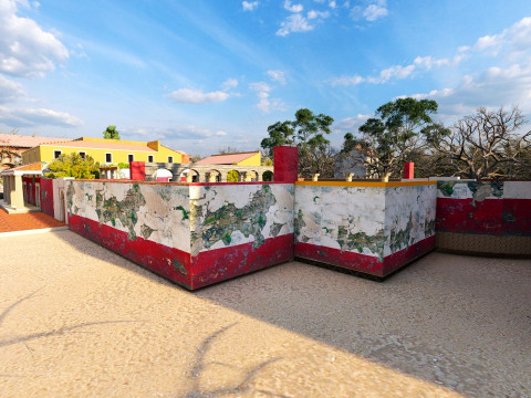 Highly Detailed of a Roman Villa with Authentic Architectural Elements and Vibrant Exterior 3D Model