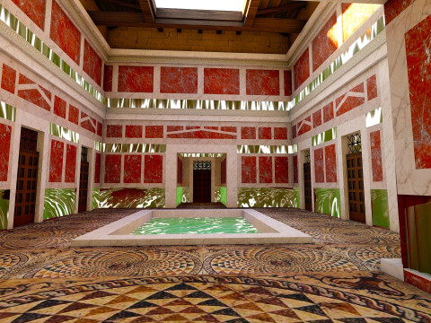 Highly Detailed of a Roman Villa with Authentic Architectural Elements and Vibrant Exterior 3D Model