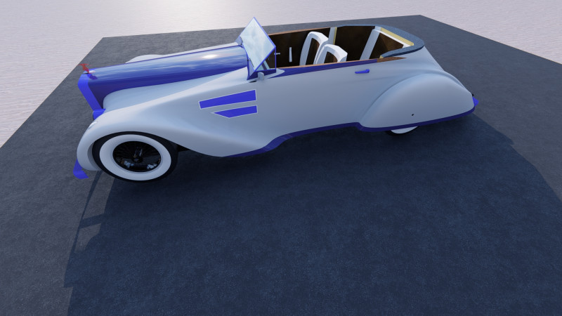 of a Classic Car - Blue and White Design 3D 模型 .c4d .max .obj .3ds .fbx .stl .blend 