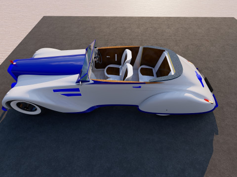 of a Classic Car - Blue and White Design 3D 模型