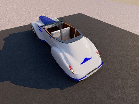 of a Classic Car - Blue and White Design 3D 模型