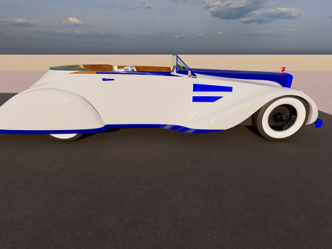 of a Classic Car - Blue and White Design 3D 模型