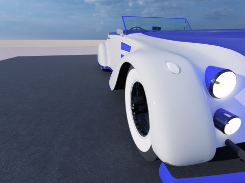 of a Classic Car - Blue and White Design 3D 模型