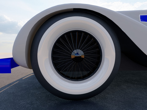 of a Classic Car - Blue and White Design 3D 模型