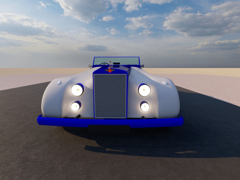of a Classic Car - Blue and White Design 3D 模型